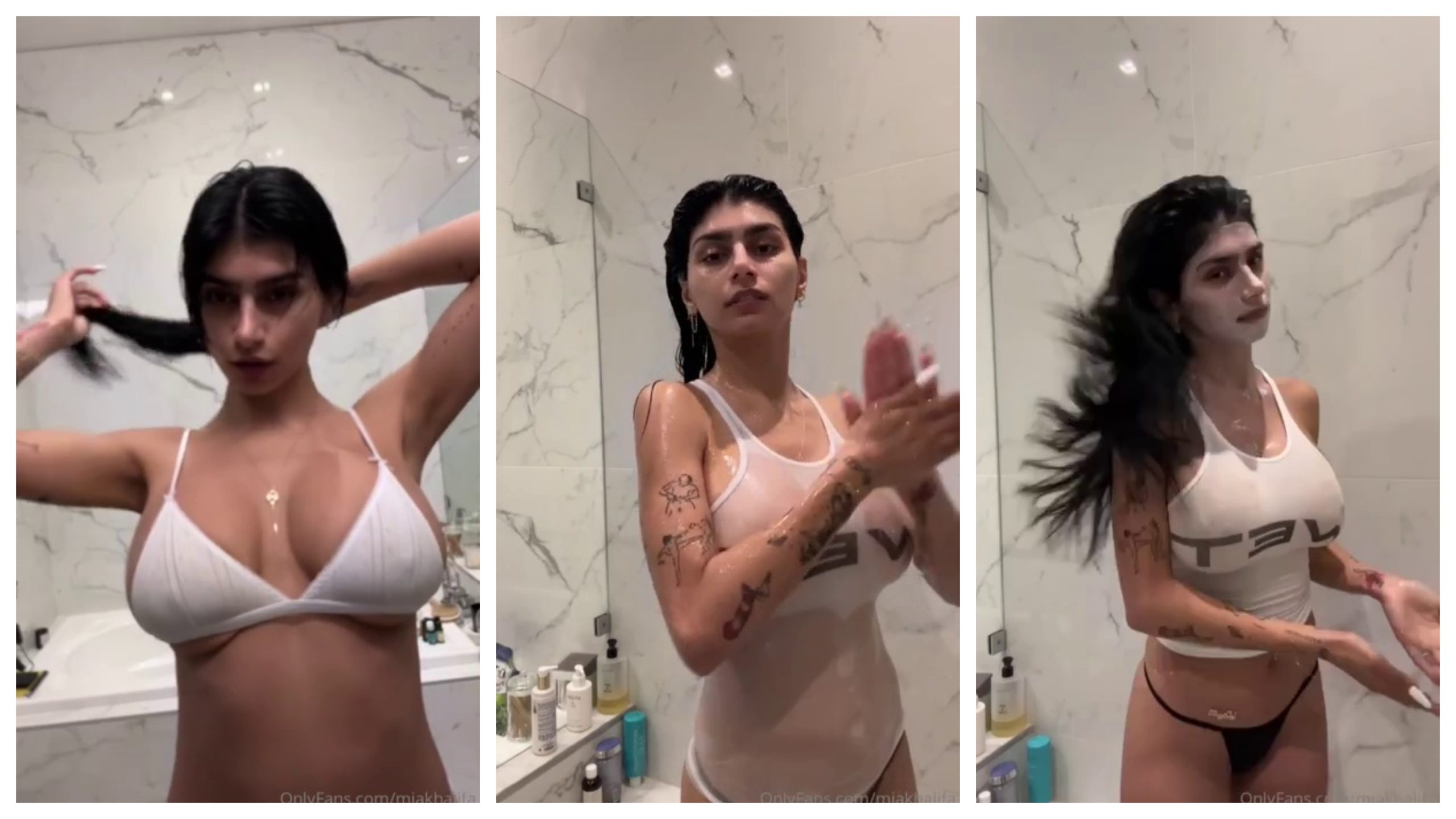 Mia Khalifa Leaked Wet Tank Top Shower Livestream Leaked